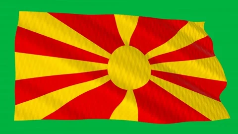 North Macedonia flag waving in the wind on a green screen 스톡 동영상 343646880