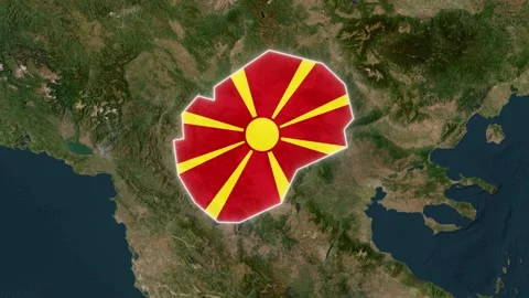 North Macedonia Map and Flag Location Highlight Stock Footage 340897336