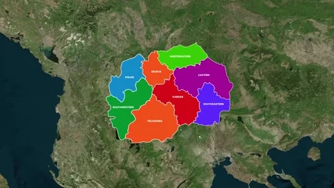 North Macedonia Map Animation Highlighted Zoom Effect 4K Stock Footage 336376884