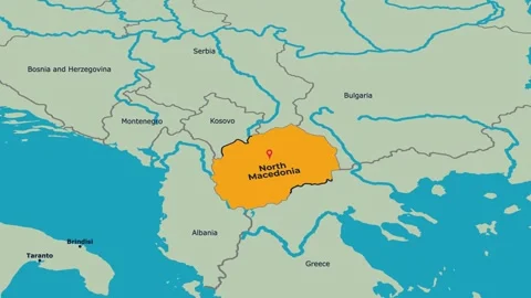 North Macedonia Map Animation Locator Zoom 4K Motion Graphic Stock Footage 340279560