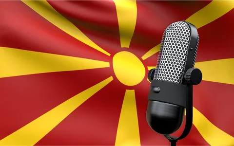 North Macedonia national flag with microphone composition of voice of truth d Stock Illustration