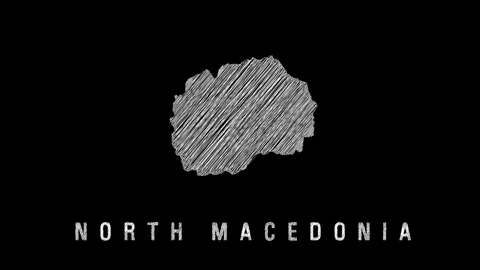 North macedonia national map scribble animation Stock Footage 325041339