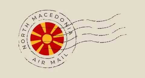 North Macedonia Postal Stamp featuring the National Flag for Air Mail Corre.. Stock Illustration