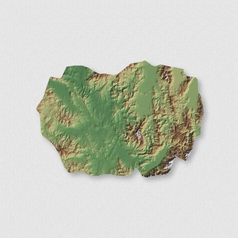 North Macedonia Rotating 3D Relief Map Seamless Loop, Alpha Channel 4K Video stock 340705853