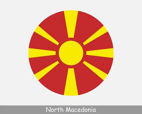 North Macedonia Round Flag Stock Illustration