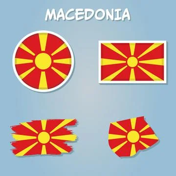 North Macedonia vector map flag silhouette illustration isolated. Stock Illustration