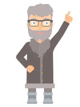 North man pointing up with finger Stock Illustration