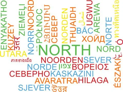 North multilanguage wordcloud background concept Stock Illustration