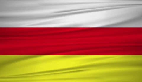 North Ossetia flag vector. Vector flag of North Ossetia blowig in the wind. E Stock Illustration