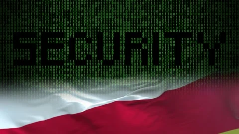 North Ossetia flag - Waving flag on matrix binary code background Stock Footage 321422468