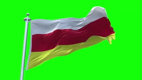North Ossetia Flag Waving in Loopable and Textured green screen background Stock Footage 296876109