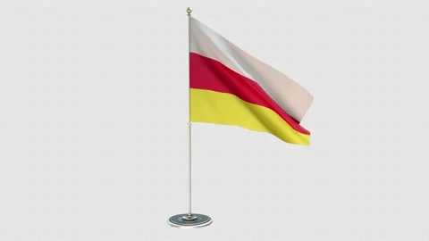 North Ossetia Small Flag Pole Loops With Alpha Stock-Footage 162563670