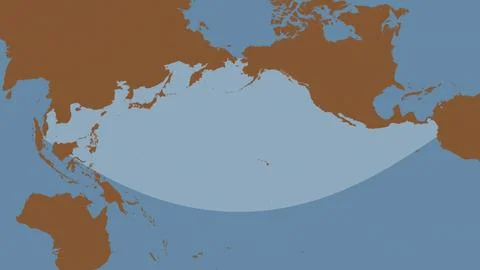 North Pacific Ocean highlighted on a tiled pattern colored map 스톡 일러스트