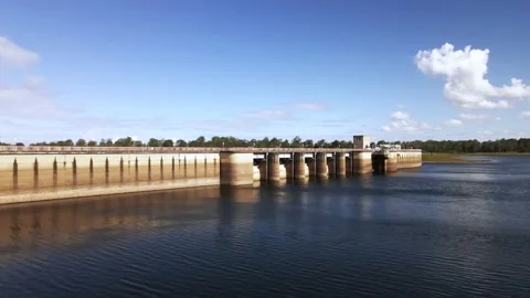 North Pine Dam – Floodgates Panorama Stock Footage 154482730