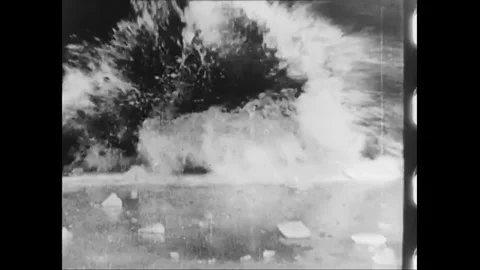 NORTH POLE - 1909 - Explorer Robert Peary, his team and sled dogs are the first Stock Footage 264651922