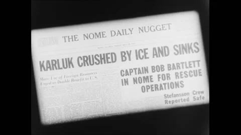 NORTH POLE - 1913 - A ship leaves on a rescue mission to save Bob Bartlett and Stock Footage 264654591