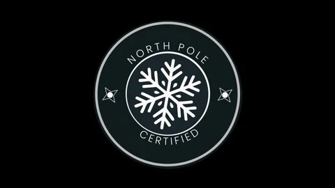 North Pole Certified circular badge with snowflake Stock Footage 320530344