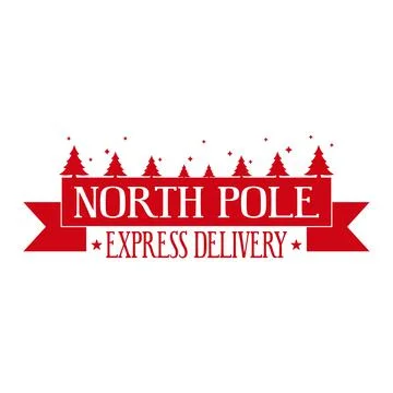 North pole express delivery. Horizontal stamp design for letters or gifts. Stock Illustration