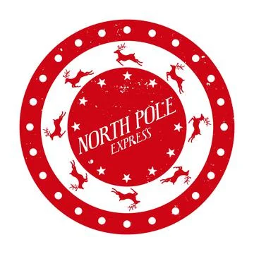 North pole express mail - round  stamp template for gifts and letters.  Stock Illustration