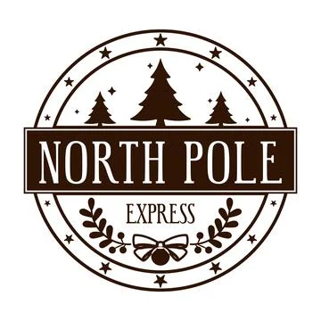 North pole express. Round stamp design for letters or handmade gifts.  Stock Illustration