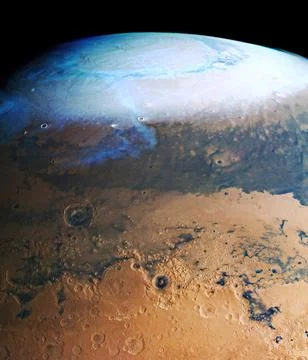North pole of Mars. View from space. Stock Photos