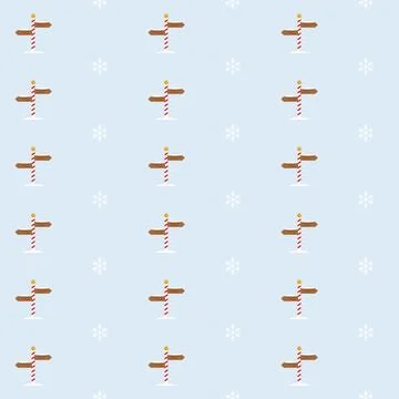North Pole signpost seamless pattern with candy cane striped post and white Stock Illustration