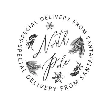 North Pole Special Delivery Custom Classic Round Sticker. Stock Illustration