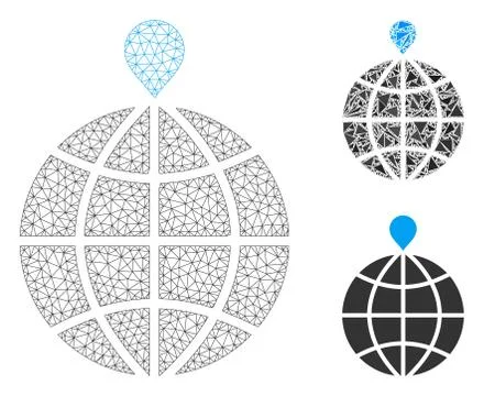 North Pole Vector Mesh Carcass Model and Triangle Mosaic Icon Stock Illustration
