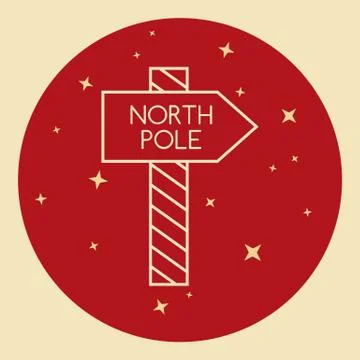 North Pole waypost icon in thin line style Stock Illustration