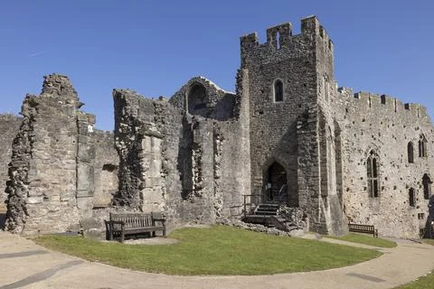 The North range complex from the Lower Bailey in Chepstow Castle, Wales, UK Stock Photos