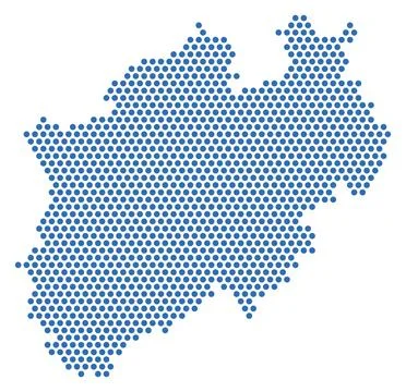 North Rhine-Westphalia dotted map, blue dots, German federal state Illustrazione stock