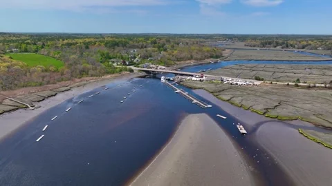 North River aerial view, Scituate, MA, USA Vidéo 332825985