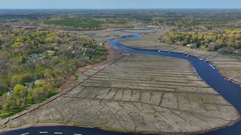 North River aerial view, Scituate, MA, USA Vidéo 332826005
