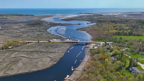 North River aerial view, Scituate, MA, USA Vidéo 332826239