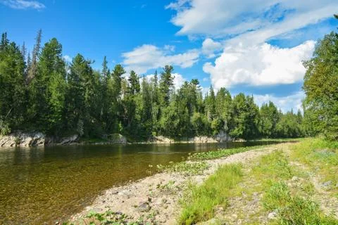 North river on a summer day. Stock Photos