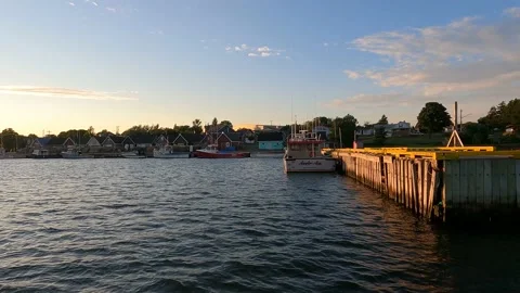 North Rustico Harbor, Prince Edward Island, Canada, filming from boat 8 Stockbeeldmateriaal 225503146