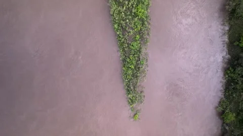 North Saskaatchewan River in Edmonton, Canada, Flood Event Stock Footage 337910945