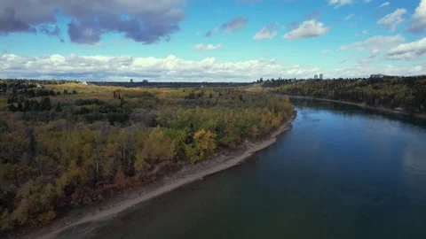 North Saskatchewan River Fall, October 3, 2024 Stock Footage 287344991
