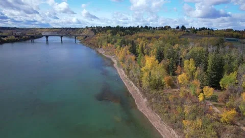 North Saskatchewan River Fall, October 3, 2024 Stock Footage 287345163