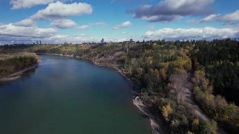 North Saskatchewan River Fall, October 3, 2024 Stock Footage 287345446