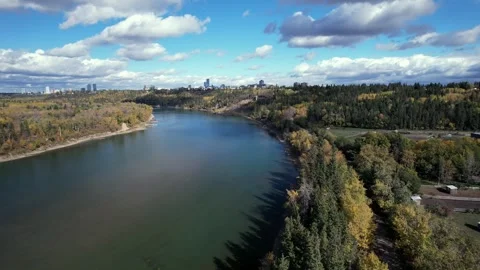 North Saskatchewan River Fall, October 3, 2024 Stock Footage 287345447