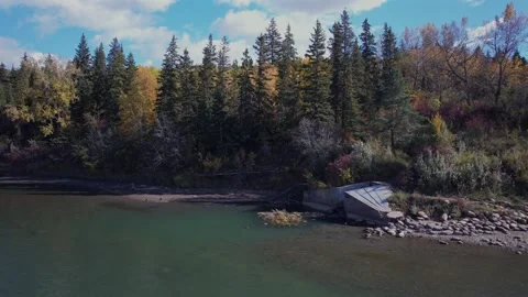 North Saskatchewan River Fall, October 3, 2024 Stock Footage 287345628