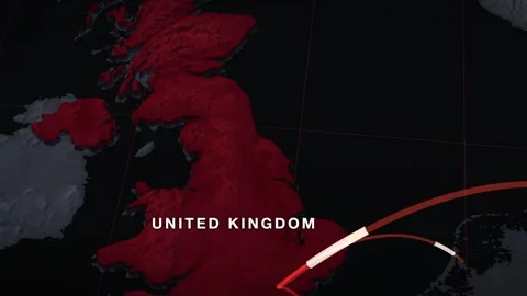 North Sea and the Channel 3D elevation relief map with united kingdom Stock Footage 344010436