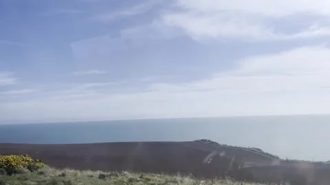 North Sea coastline from a train heading North Stock Footage 270499602