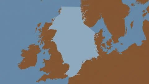 North Sea highlighted on a tiled pattern colored map Stockillustratie