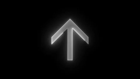 North side arrow icon glowing neon white color animation black background Stock Footage 274575056