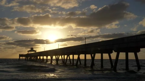North Side Deerfield Beach Pier Sunrise Stock Footage 200843371