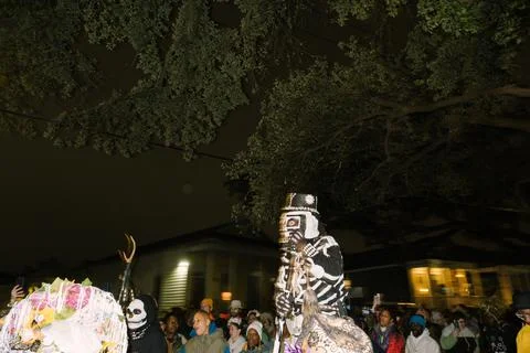 North Side Skull and Bone Gang Mardi Gras New Orleans Stock Photos
