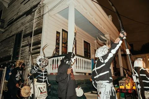 North Side Skull and Bone Gang Mardi Gras New Orleans Stock Photos