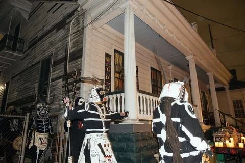 North Side Skull and Bone Gang Mardi Gras New Orleans Stock Photos